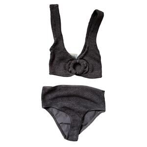 Surf Gypsy Brown Crinkle Bikini Set One Size Stretch Textured Swimwear